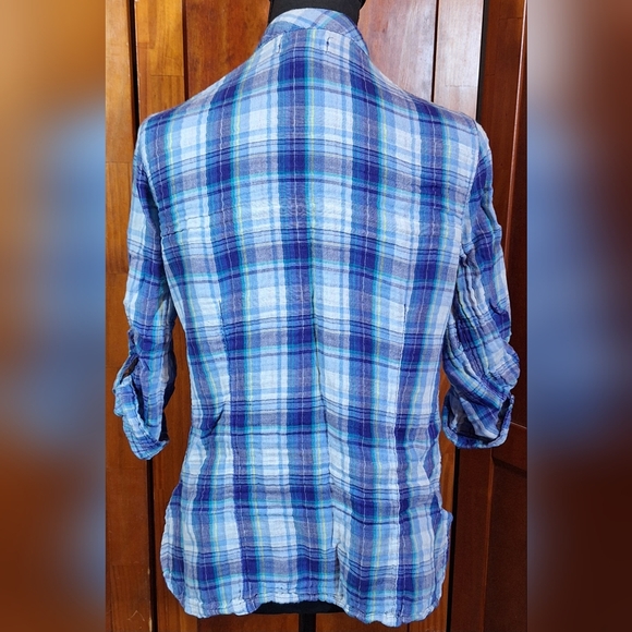 OP (OCEAN PACIFIC) 3/4 sleeve button-down flannel shirt. Size L (11/13) - Picture 4 of 5